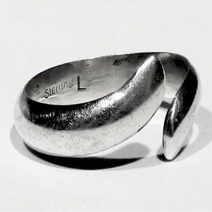 Signed - Lutricia Yellowhorse, Navajo Vintage 1980s  Silver Wrap Ring
